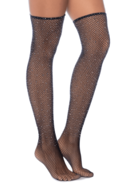 Bas résille noire avec strass - MAL1124BKRH